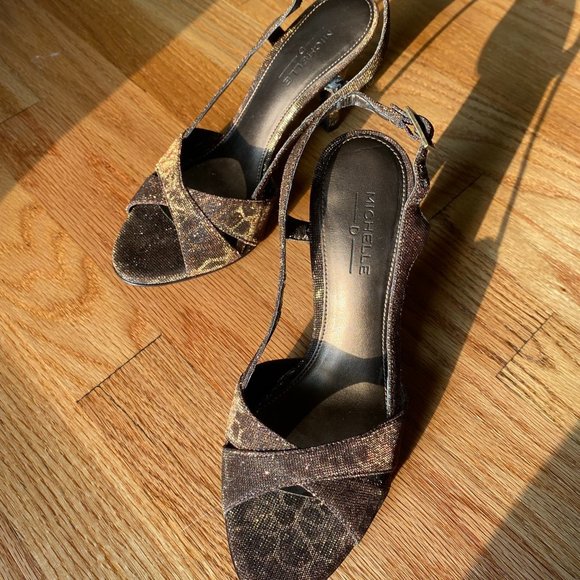 Y2K Michelle D leopard print sparkly slingback heels - Picture 3 of 4